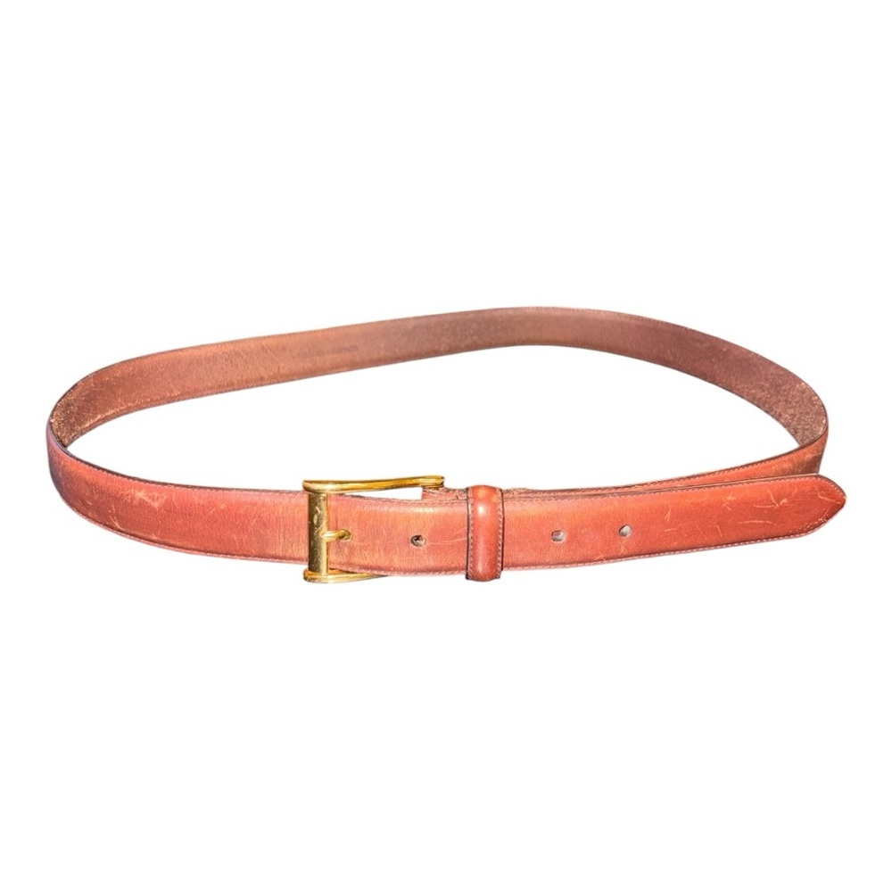 Polo Ralph Lauren – Vintage Brown Leather Belt with Gold Buckle B99